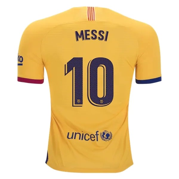 Camiseta Barcelona NO.10 Messi Replica Segunda Ropa 2019/20 Amarillo